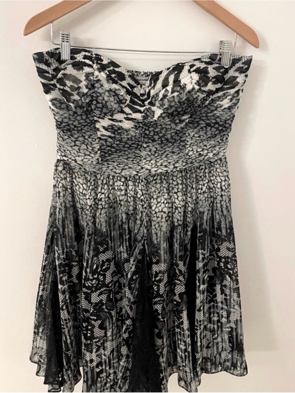 Betsey Johnson Y2K Strapless Corset Lace Chiffon Mini Dress Size 12